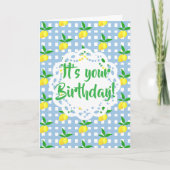 Personalized Yellow Lemons Blue White Birthday  Karte (Vorderseite)