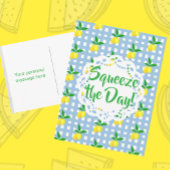 Personalized Yellow Lemons Blue White Birthday  Karte