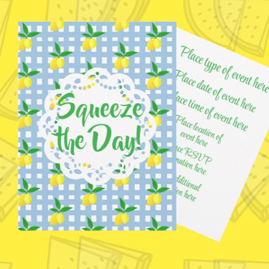 Personalized Yellow Lemons Blue White Postkarte