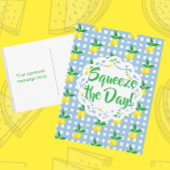 Personalized Yellow Lemons Blue White Postkarte