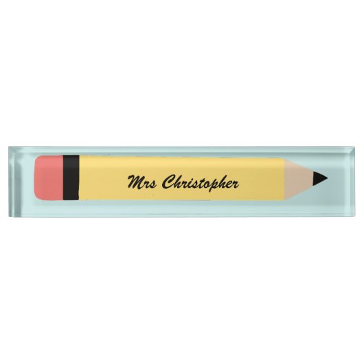 Personalized yellow Pencil Teacher Namensplakette (Vorderseite)