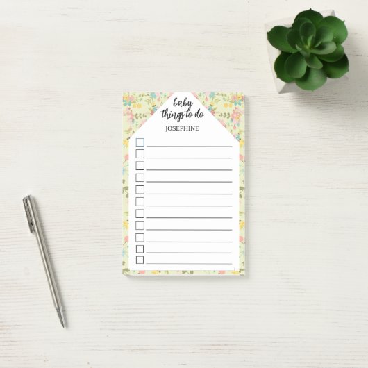 Personalized Yellow Pink Green baby things to do Post-it Klebezettel (Büro)