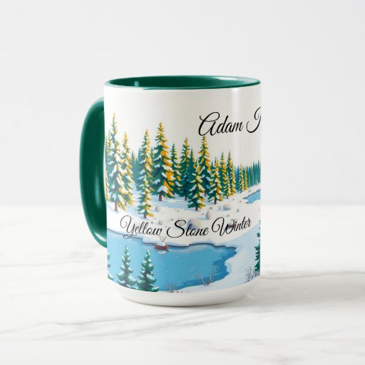 Personalized Yellowstone Winter Scene Coffee Tasse (Vorderseite Links)