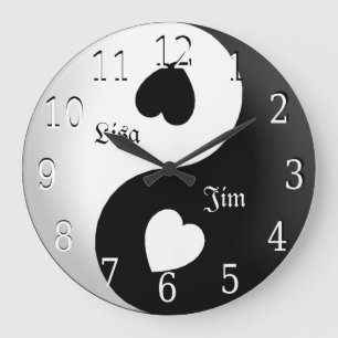 Personalized Yin Yang Love Clock Große Wanduhr