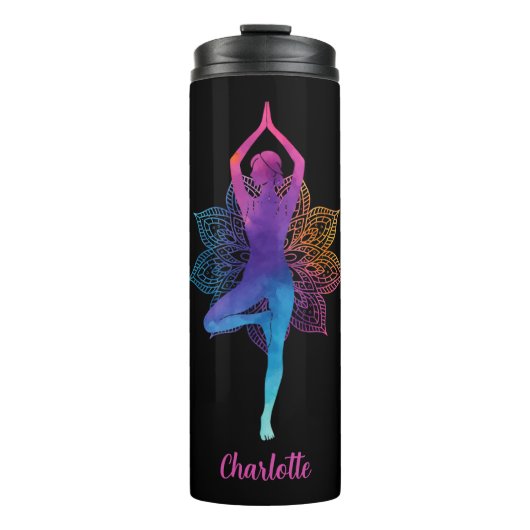 Personalized Yoga Thermal Tumbler – Add Your Name Thermosbecher (Vorderseite)