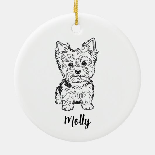 Personalized Yorkie Dog Christmas Keramik Ornament (Hinten)