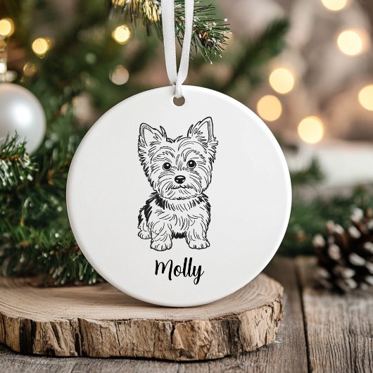 Personalized Yorkie Dog Christmas Keramik Ornament