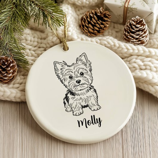 Personalized Yorkie Dog Christmas Keramik Ornament