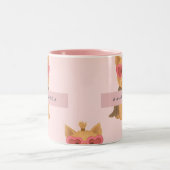 Personalized Yorkie Dog with Heart Sunglasses Zweifarbige Tasse (Mittel)