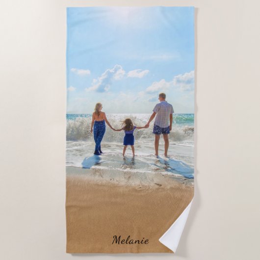 Personalized Your Photo Beach Towel Custom Name Strandtuch (Vorderseite)
