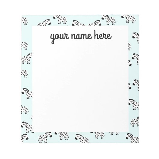 Personalized Zebra Notepad Notizblock (Vorderseite)