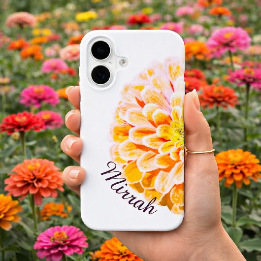 Personalized Zinnia Flower with Custom Name Floral iPhone 16 Hülle