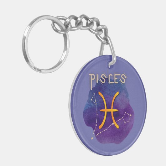 Personalized Zodiac Sign Pisces Constellation Schlüsselanhänger (Vorderseite links)