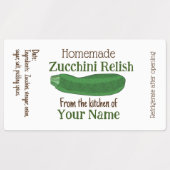 Personalized Zucchini Relish Homemade Canning Etiketten (Design 2)