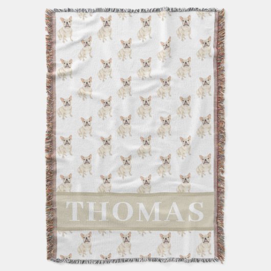 PersonalizedFranzösisch (Fawn Tan Cream) Decke (Vorderseite Vertikal)