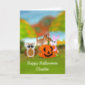 PersonalizedHappy Halloween Chipmunk, Rabbit & Owl Karte (Vorderseite)