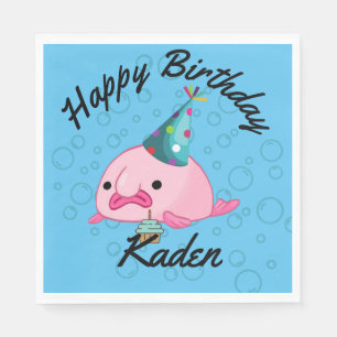 PersonalizedParty auf Birthday Blobfish Paper Plat Serviette
