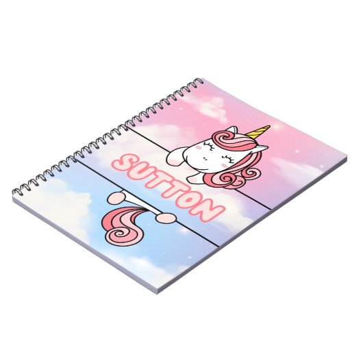 PersonalizedSutton Unicorn Girlie Notebook Notizblock (Linke Seite)