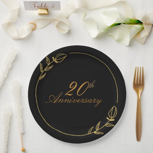 Personalizes Anniversary with Golden Frame Pappteller (Hochzeit)