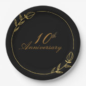 Personalizes Anniversary with Golden Frame Pappteller (Vorderseite)