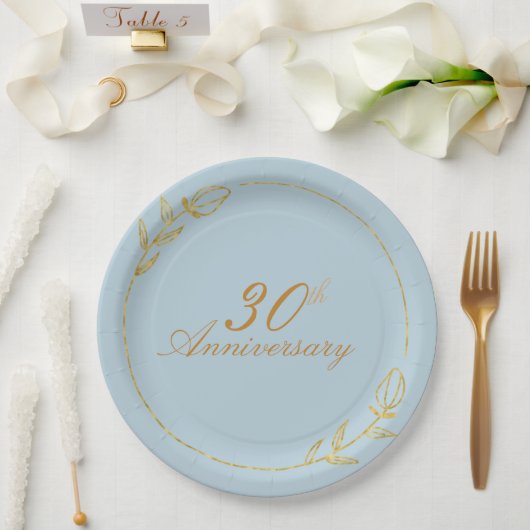 Personalizes Anniversary with Golden Frame Pappteller (Hochzeit)