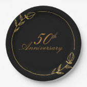 Personalizes Anniversary with Golden Frame Pappteller (Vorderseite)