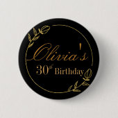 Personalizes Birthday with Golden Frame Button (Vorderseite)