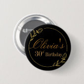 Personalizes Birthday with Golden Frame Button (Vorne & Hinten)