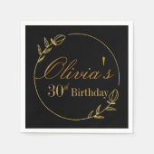 Personalizes Birthday with Golden Frame Serviette (Vorderseite)