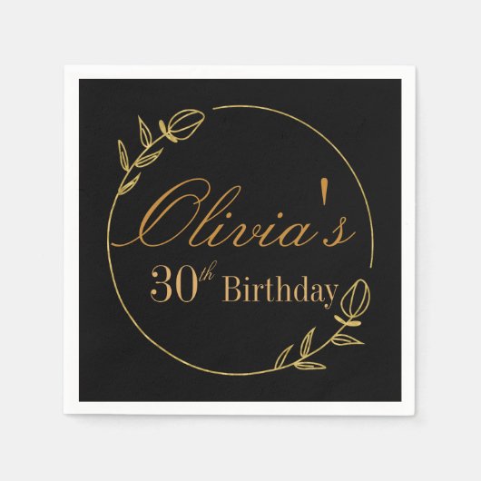 Personalizes Birthday with Golden Frame Serviette (Vorderseite)