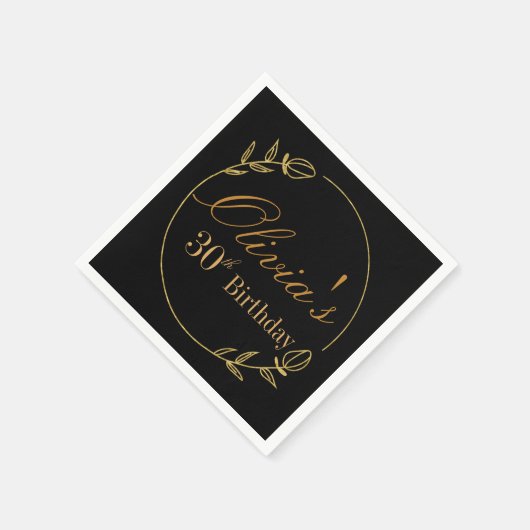 Personalizes Birthday with Golden Frame Serviette (Ecke)