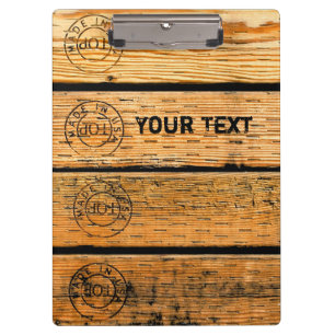 Personalizsble Wood Planks Stempelabdruck "Made in Klemmbrett