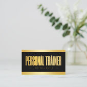 Personaltrainer Schwarz und Gold Visitenkarte (Stehend Vorderseite)