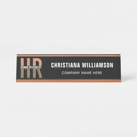 Personalwesen Leopard Print HR Schreibtischnamensplakette (Vorderseite )