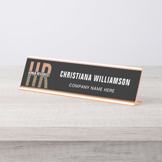 Personalwesen Leopard Print HR Schreibtischnamensplakette (Vorderseite )