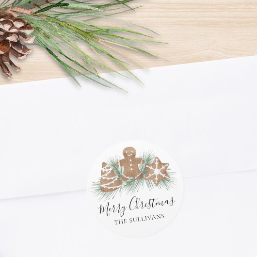 Personalzed Merry Christmas Cookies Runder Aufkleber