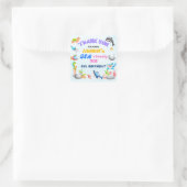 Personalzed Sea-riously Fun Ocean Protector Party Quadratischer Aufkleber (Tasche)