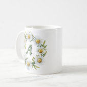 Personeller Wasserfarben-Gänseblümchen-Kranz mit i Kaffeetasse (Vorderseite Links)