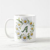 Personeller Wasserfarben-Gänseblümchen-Kranz mit i Kaffeetasse (Links)