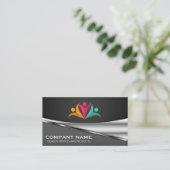 Personen Logo Metallic Background Business Card Visitenkarte (Stehend Vorderseite)