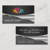 Personen Logo Metallic Background Business Card Visitenkarte (Vorne/Hinten)