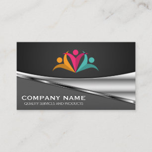 Personen Logo Metallic Background Business Card Visitenkarte