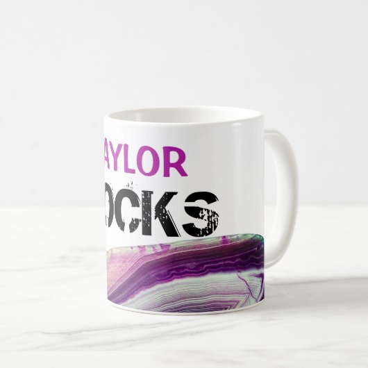 *~* Personenname - Rocks Lapidary Agate Stone Kaffeetasse (VorderseiteRechts)