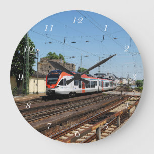 Personenzug in Rüdesheim am Rhein Große Wanduhr