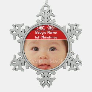 Personifizieren erstes Foto des Babys Weihnachts Schneeflocken Zinn-Ornament