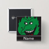 Personifizieren grünes Hexe-Gesicht Halloweens Button (Vorne & Hinten)