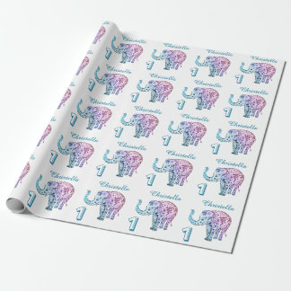 Personifizieren Sie 1. Geburtstagselefanten Geschenkpapier