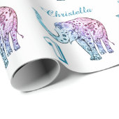 Personifizieren Sie 1. Geburtstagselefanten Geschenkpapier (Rolleneckpunkt)