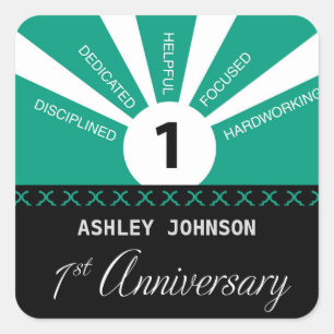 Personifizieren Sie, 1. Jahr-Angestellt-Jahrestag Quadratischer Aufkleber