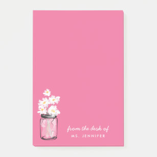 Personifizieren Sie Blumen das Anmerkungs-rosa Post-it Klebezettel